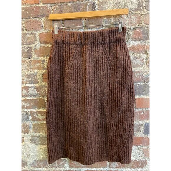 Daily Ritual Modern Minimalist Brown Knit Skirt Pencil Size Small - Picture 1 of 5